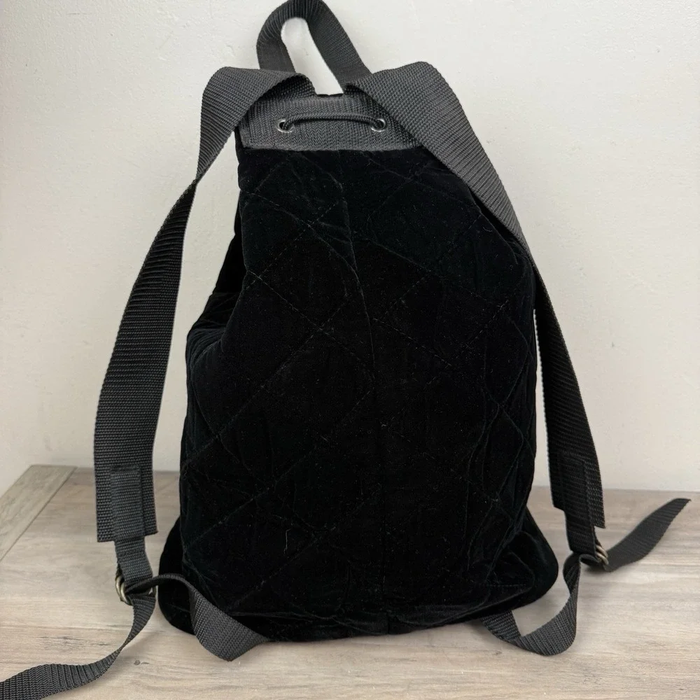 Vtg Banana Republic Backpack‎ Velvet Black Preppy Minimalist 90s Quilted NOS